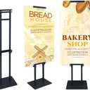 Pedestal Poster Sign Stand for Display Heavy Duty Double Sided Poster Stand Adjustable Height Up to 80 Inches w/ Non-Slip Base Floor Standing Sign Holder for Board & Foam Sign,Wedding,Restaurant