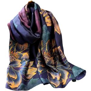 Acotavie Scarfs for Women Dressy Fashion Scarves Long Floral Pattern Scarf Lightweight Sunscreen Shawls (C002 Purple)