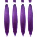 Purple Braiding Hair 36 Inch Pre Stretched Hair Long Straight Crochet Braids Yaki Texture Synthetic Fiber Extension 4 Packs (Dark Purple)
