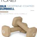 Tone Fitness 10 lb Neoprene Dumbbell Pair for Home Workouts – Non-Slip Design - Beige