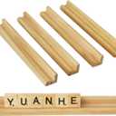 Yuanhe Scrabble Letter Tile Holders - Wooden Scrabble Rack Tray Set of 4, for Crafts and Game Stands