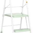 HBTower Kids Step Stool 2 Steps, Toddler Tower for Kitchen Counter Learning, Toddler Kitchen Stool Helper with Anti-Drop Safty Railing Kids Standing Folding Stepper, Green