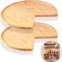 Leinuosen 2 Pcs 24in/28in/32in Banded Pine Wood Full Kidney Shaped Lazy Susan for Corner Base Cabinets with Iron Swivel Bearing for Kitchen Turntables, Not Include Metal Rod(28 Inch,Wood Color)