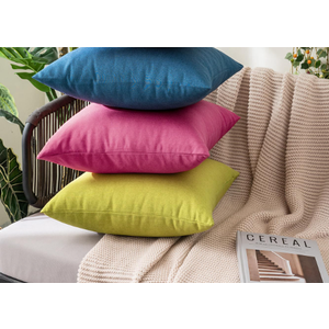 MIULEE Pack of 3 Outdoor Waterproof Throw Pillow Covers Decorative Outdoor Pillowcases Piping Edge Water Resistant Cushion Covers for Patio Garden Couch Chair Tent Balcony, 18x18 Inch Hot Pink (Pink/Yellow/Blue)
