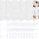 Hicarer 6 Pcs Commercial Grade Gridwall Panels for Display, Heavy Duty Wire Grid Wall Display Rack Metal Wall Mount Grid with 60 White Hooks for Retail Display Home Storage Vendor Events(2 x 4 ft)