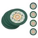 SHACOS 8 Inches Trivets for Hot Dishes, 4 Pieces Cotton and Felt Floral Trivets Mats for Kitchen, Hot Pads for Countertops and Table, Heat-Resistant Pot Holders for Hot Pots and Pans, Dark Green