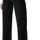 KDF Straight Leg Jeans for Women High Waisted Jeans Frayed Baggy Pants Raw Hem Loose Stretchy Cropped Wide Leg Jeans
, Black, Size 10