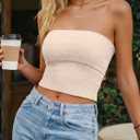 LILLUSORY Women’s 2026 Summer Strapless Tube Tops Y2K Stretchy Bandeau Crop Clothes for Beach Vacation and Going Out (Pink, M)