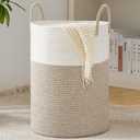 Cotton Rope Laundry Basket by YOUDENOVA, 58L Woven Collapsible Laundry Hamper, Clothes Hamper with Reinforced Handles in the Laundry Room, Bedroom, Bathroom, Brown