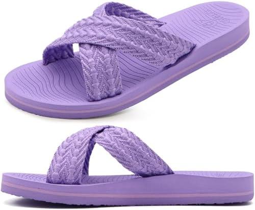 COFACE Womens Orthopedic Sandals Comfortable Orthotic Soft Cushion Recovery Plantar Fasciitis Walking Slip On Ladies Cloud Cross Slides for Woman Size 5