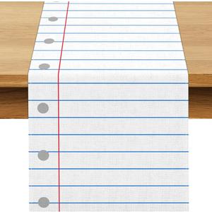Composition Notebook Paper Table Runner Teacher Appreciation Week Welcome Back to School Party Decoration Classroom Dining Room Home Kitchen Table Decor (13" x 72")
