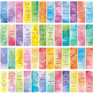 Zonon 48 Pcs Bible Verse Magnetic Christian Bookmarks, 0.8x4.7in Inspirational Scripture Book Markers for Women Men Religious Motivational Page Clips Book Lovers Reading Gifts(Watercolor Style)
