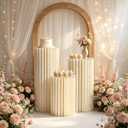 3 Pcs Foldable Cardboard Cylinder Pedestal Stands for Party Wedding