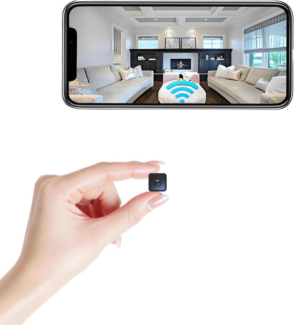 Mini Camera 2026 Upgrade Security Wireless Camera Small Home WiFi 1080P Micro Magnetic Nanny Cam with Motion Detection Wide Angle Cloud & SD Storage Night Vision No Need WiFi Tiny Cameras for Indoor (Black)