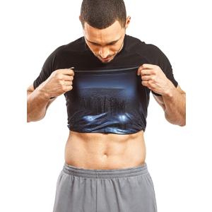 Sweat Shaper Men's Sauna Suit Shirt Athletic Tee, Short Sleeve Compression T-Shirt, Performance Baselayer Workout Shirt (Large, Black)