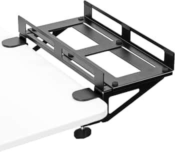 Black Clamp-on PC Desk Mount, MOUNT-PC07G
Adjustable Steel Bracket, Desk Extender, Wall Mount Option, Standard & Large Gaming Computer Case Stand, Holds 22 lbs