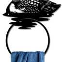 MAYJOYDIY Loon Metal Towel Ring Duck Wall Mounted Towel Rack Wall Decor | 5.47.9Inch Size, Iron Material, 2 Mounting Screws, Organize Bathroom Kitchen Textiles, Decorate Indoor Rustic Wall Space
