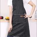 DILLMAN Kitchen Cooking Adjustable Aprons - Men Women Bib Soft Chef Stripes Apron with 2 Pockets (Black)