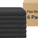 ZPECC Bulk Flat Sheets Only Queen Size 6 Pack, Easy Sort Top Bed Sheet by Color-Coded Label, Soft Durable Brushed Microfiber Fabric Hotel Airb & bs Essentials for Hosts, 90"x102", Black