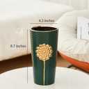 Green Vase, Glazed Ceramic Cylinder Flower Vase for Home Decor, Bedroom, Office, Living Room, Bathroom, Tabletop Decor, Centerpiece Table Decorations (Green)