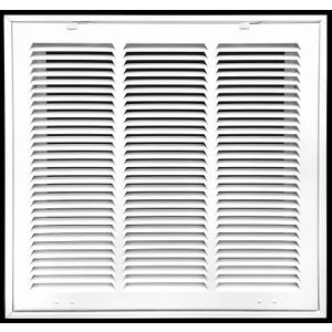 16" X 16" Steel Return Air Filter Grille for 1" Filter - Fixed Hinged - HVAC Duct Cover - Flat Stamped Face - White [Outer Dimensions: 18 5/8" X 18 5/8"]