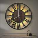 LEIKE Large Wall Clocks with Night Light Battery Operated, Silent Non Ticking, Rustic Modern Big Wood Clock for Living Room, Bedroom, Kitchen, Farmhouse, Office, Home Decor-20 Inch, (Roman Numerals)