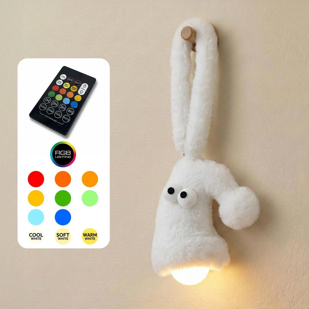 Aesthetic Plush LED Night Light, 1200mAh Rechargeable Mood Lamp, 3 Color Temperatures (Warm/Nature/Cool), 150 Lumens Dimmable Nursery Light with Remote, 1-4H Timer, Bedside Decor, White