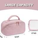 Makeup Bag,Quilted Puffer Cosmetic Bag for Women, 180 Lay-Flat Travel Make up Bag, Waterproof Large Capacity Toiletry Bag with Sturdy Zippers, Portable Makeup Organizer for Travel & Daily Use (EXP 08/25/32)