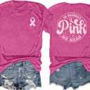 PECHAR in October We Wear Pink Breast Cancer Shirt for Women: Breast Cancer Awareness T-Shirts Pink Ribbons Blouse (Pink, M)