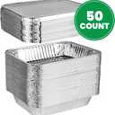 PLASTICPRO Disposable 9 x 13 Aluminum Foil Pans With Lids Half Pack of 50