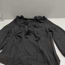 MEROKEETY Women's Fall Long Sleeve Ruffle Blouse Dressy Casual Top V Neck Trendy Business Work Shirts 2025, Black, Small