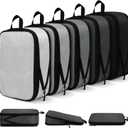 5 Pack Compression Packing Cubes for Travel Space Saving Cubes Luggage Organizer for Suitcase(Mixed Gray,M)