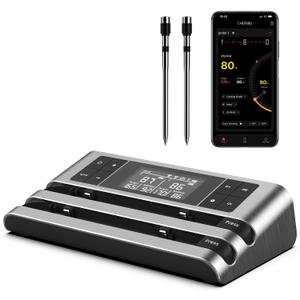 Wireless Smart Meat Thermometer with Dual-Sensor Probe, 500FT Remote Monitoring, Dedicated App, Real-Time Ambient and Food Temperature Tracking for Precise Cooking Control