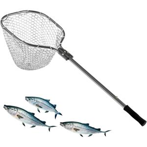 Floating Fishing Net for Steelhead, Salmon, Fly, Kayak, Catfish, Bass, Trout Fishing, Rubber Coated Landing Net with Fixed or Telescoping Pole Handle, Small
