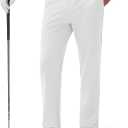 MAGCOMSEN Men's Golf Pants Classic Fit - 30"/32"/34" Stretch Water Resistant Quick Dry Flat Front Dress Pants with 5 Pockets (White)