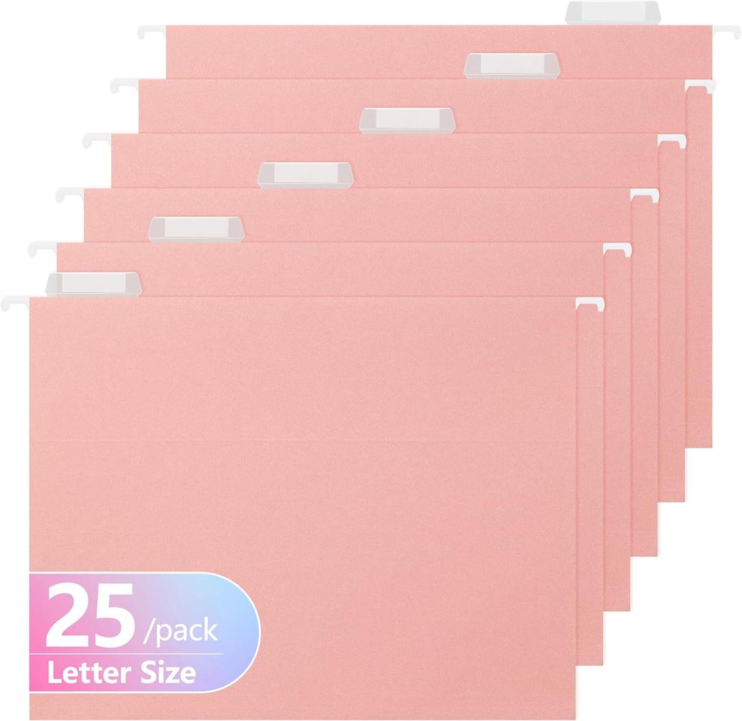 Extra Capacity Hanging File Folders,25 Pack Reinforced Letter Size Hanging Folders with Heavy Duty 2 Inch Expansion,Designed for Bulky Files,Medical Charts,Assorted Colors (2444U)