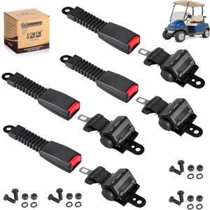 Universal Golf Cart Seat Belts Kit for Yamaha Club Car EZGO Go-Kart ATV UTV, 42 inch Retractable Seat Belts Kit (Without Mounting Bar)