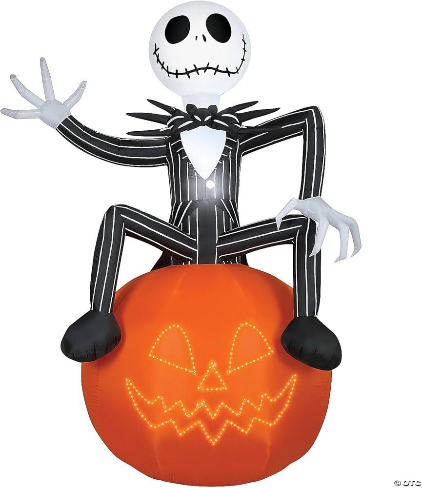 6FT Halloween Outdoor inflatables Decorations,Blow Up Skeleton & Pumpkin Decor, Built-in LED Lights,for Indoor Outdoor Yard Lawn Garden Halloween Party Decoration