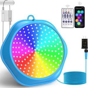 T-SUN LED Pool Lights for Above Ground Pools with APP Control Halloween Color Changing Magnetic Submersible Pool Light Dimmable Underwater Lights IP68 Waterproof Underwater Lighting for Inground Pools