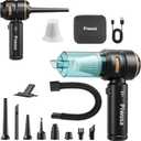 Handheld Vacuum Cordless, Car Vacuum Cleaner with Brushless Motor, Strong Suction Vacuum & Compressed Air Dusters with LED Light, Wireless Mini Portable Hand Vacuum Blower for Home, Pet (Black)