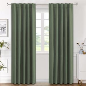 H.VERSAILTEX Blackout Curtains Thermal Insulated Window Treatment Panels Room Darkening Blackout Drapes for Living Room Back Tab/Rod Pocket Bedroom Draperies (2 Panels, Bronze Green, 42 x 84 Inch)