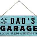 Pack of 2, Dad's Garage Sign, Wall Decor, Gifts for Dad, Rustic Hanging Wood Plaque Wooden Decorative Plaque, Tool Room Decor Farmhouse Sign 12x6 inch