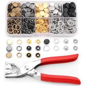 100 Sets Snaps for Fabric, MIFOLEU Metal Snaps Buttons with Fastener Pliers Press Tool Kit Perfect for DIY Crafts Clothes Hats and Sewing, Snap Button Fasteners Kit for Clothing Sewing(9.5mm/400 PCS)