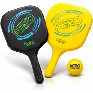 Nero Sport Silent Ninja Pickleball Set for Kids and Beginners, Quiet Foam Paddles and Ball for Indoor and Outdoor Play, Low-Noise Family Paddle Game, 2 Paddles + 1 Ball, Standard