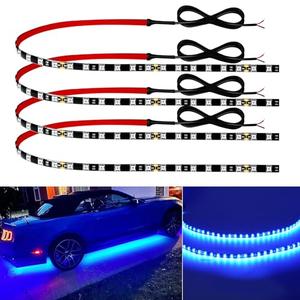 Keiurot Car Led Strip Lights 24" Connectable Blue Led Light Strip for Cars Boat Marine Golf Cart Trucks Waterproof 12V Led Light Strip, 4Pack