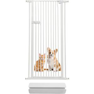 Lumizone Extra Tall Cat Gate 55.12" High Pressure Mounted Extra Wide 2025 New (17 Sizes) 1.37" Gap No Drilling Auto-Close One-Handed Operation Tall Pet Gate for Dogs(White, 29.92"-34.24"/76-86.5cm)