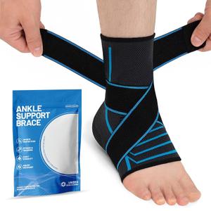Ankle Brace for Women & Men: Adjustable Straps Compression Support Sleeve for Plantar Fasciitis Relief Achilles Tendonitis Brace & Foot Stabilizer for Sprained Ankle Recovery (M: 8''-12'')