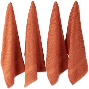 DII Basic Terry Collection Waffle Dishtowel Set, 15x26, Solid Spice, 4 Piece