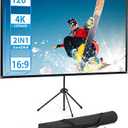 Projector Screen and Stand, Portable Projector Screen, 120 Inch 16:9, Outdoor Projection Screen, 1.2 Gain, 160 Degree View Angle, 2 Mounting Modes, Fast Setup, Idea for Home Cinema, Backyard Party.