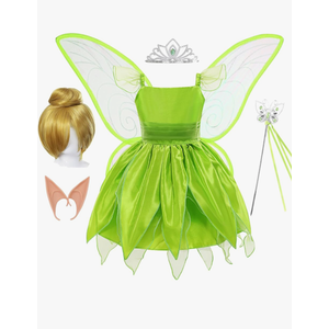 Fairy Costume for Girls Princess Dress up Halloween Cosplay Outfit, Color: Green, Size: M